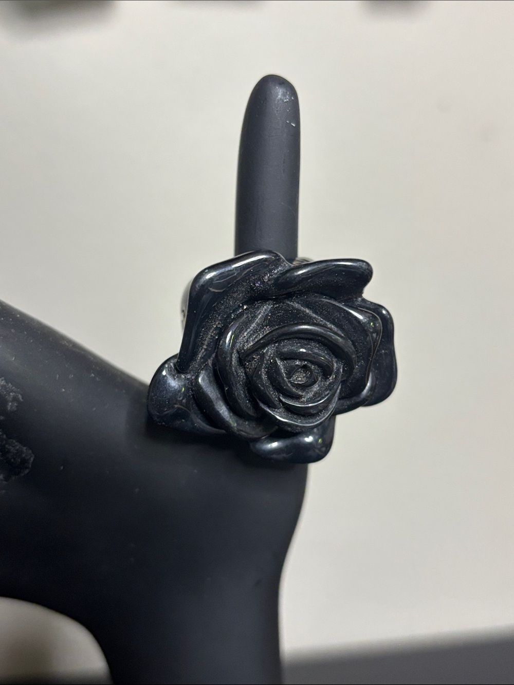Juicy Couture Black Resin Chunky Rose Statement Ring